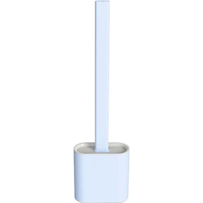 Brosse Toilette Brosse WC en Silicone Parfait pour Les Coins et Les Petites niches avec support bleu