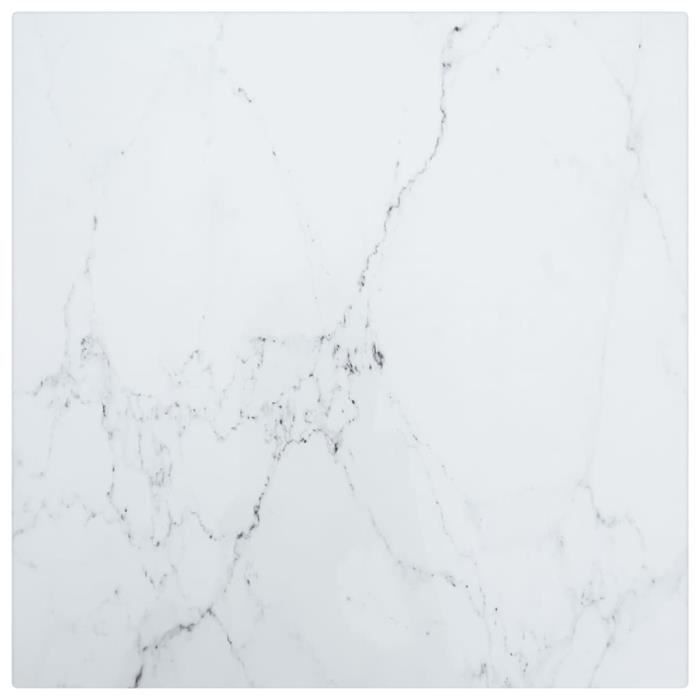 Design Furniture- Dessus de table Blanc 30x30cm 6mm Verre trempé et design marbre®FBXKEK® ID Meilleur SHOP