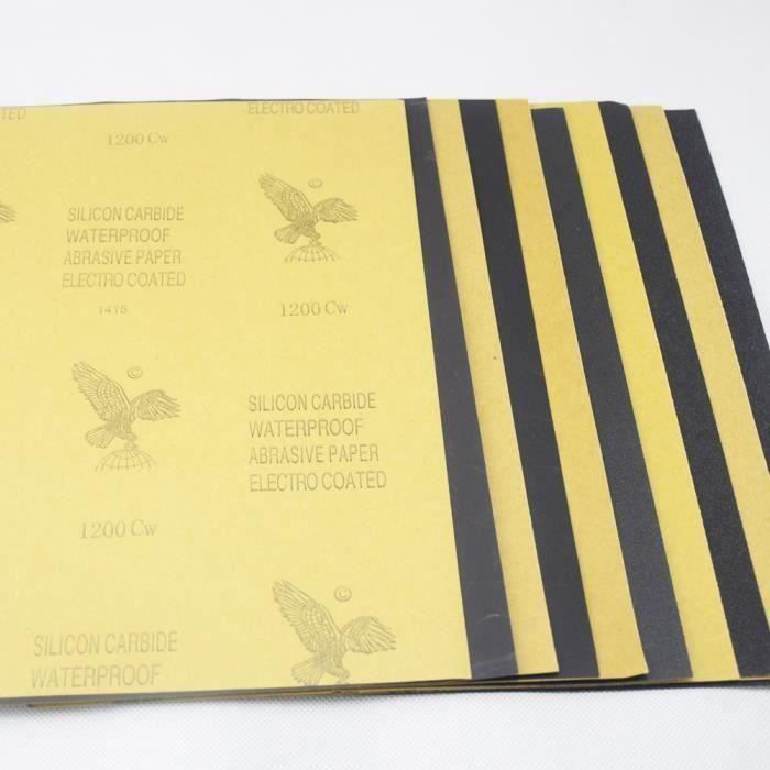 10 Feuilles abrasives Papier de verre Imperméable grain 1200 format 230x280mm Papier de verre imperméable