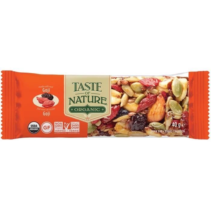 TASTE OF NATURE Barres de céréales Organic Goji Summit de l'Himalaya de 4 (4 x 40 g Bio 124