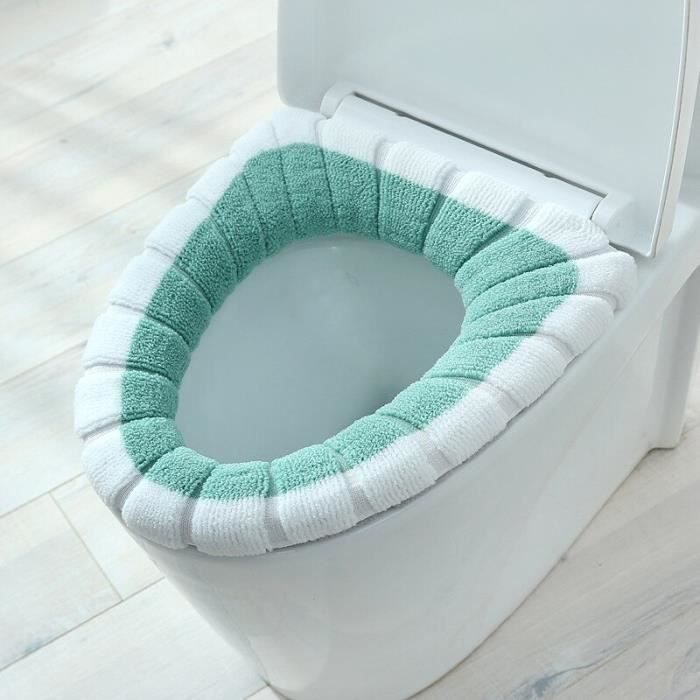 Abattant Wc,Nouveau Style nordique contraste couleur poignée siège de toilette tricoté couverture de toilette - Type Vert armée