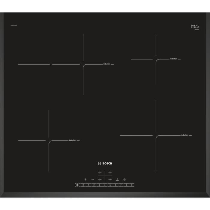 Bosch Serie 6 PIF651FB1E, Intégré, Plaque avec zone à induction, Céramique, Noir, 1400 W, 14,5 cm
