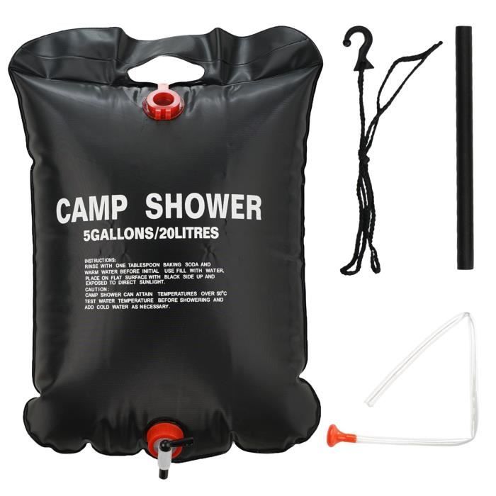 Sac de Douche Solaire, Douche Solaire de Camping, 20 litres - Fiable et Portable - Idéale pour la Randonnée, Le Camping et Le