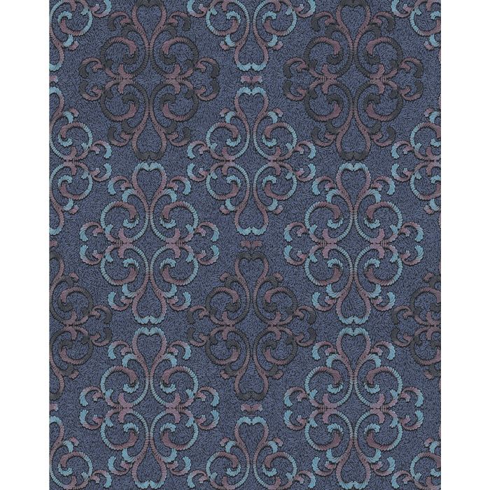 Papier peint baroque EDEM 85037BR32 papier peint texturé au style baroque brillant bleu bleu-turquoise violet noir 5,33 m2.