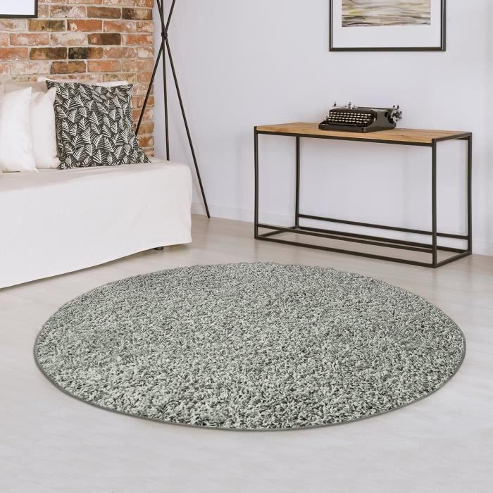 tapis Shaggy - Barcelona - Gris 375 - Ronde - 200 cm de diamètre