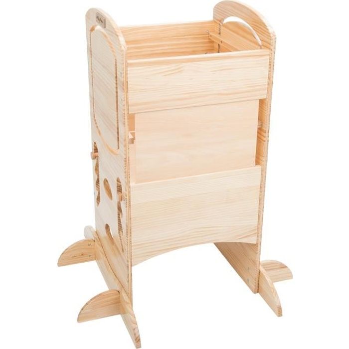 KiddyMoon Tour D’Apprentissage-D’Observation Montessori 99X48,6X46 Cm Kitchen Helper ST-002, Bois Naturelle