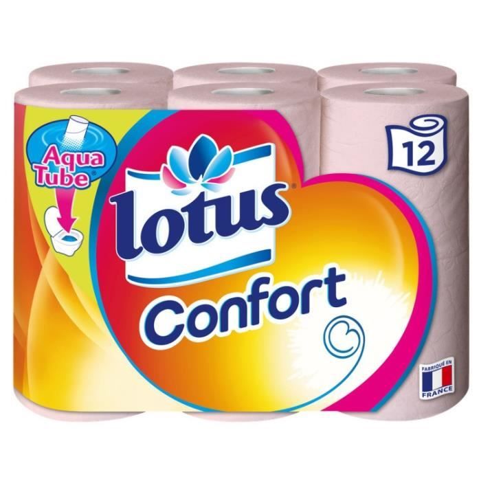 Papier toilette rose aquatube 12 rouleaux Lotus