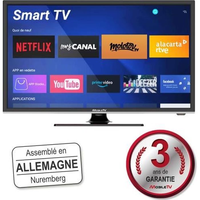 Smart TV Connectée 22- 55 cm Android Camping Car Camion Fourgon Internet WiFi 12/24V - MobileTV Silverline - Garantie 3 Ans