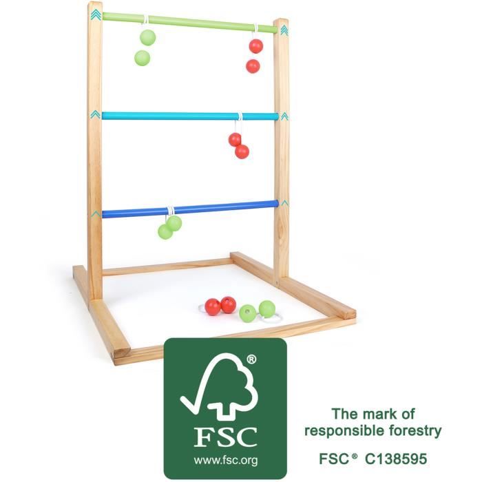 Small Foot 12034 Active Jeu de Lancer en Bois certifié FSC 100 % pour Grands et Petits Jouets de Plein air Multicolore