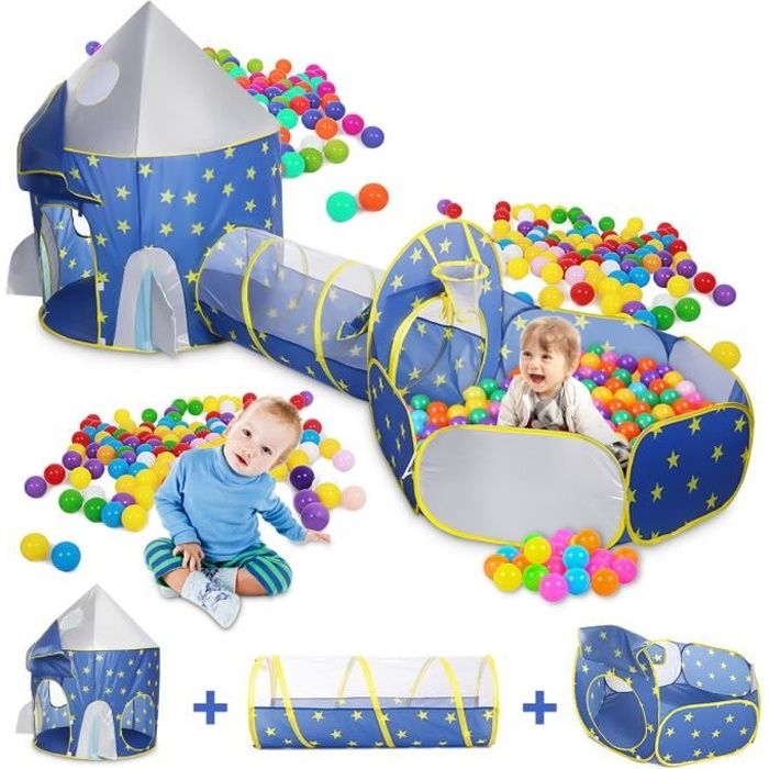 TEMPSA Tunnel de Ramassage de Tente de Jeu pour Enfants Intérieur et Extérieur Portable 3 en 1