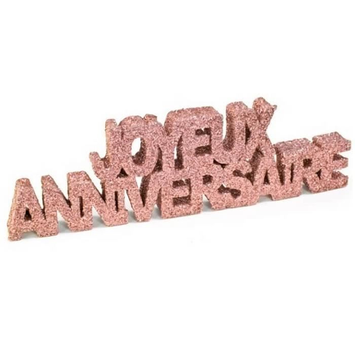 Décoration Lettre pailletée rose gold en joyeux anniversaire de 12cm (x1) REF/DEC758