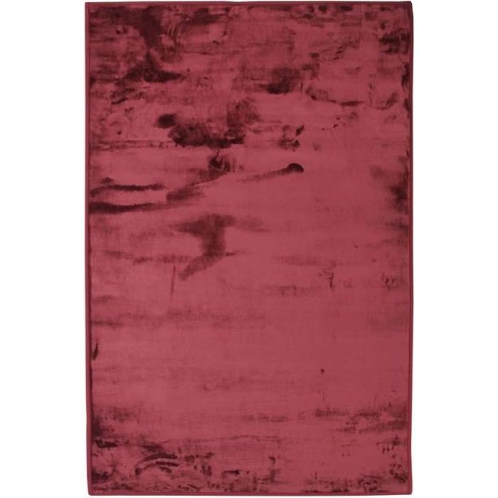 FLANELLE - Tapis extra-doux effet velours rouge foncé 60x90
