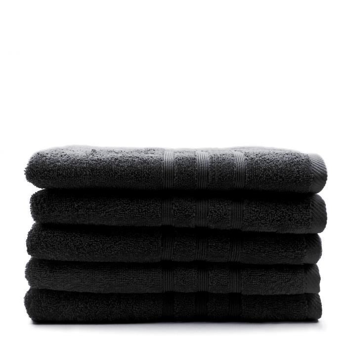 TODAY Lot de 5 Draps de bain Réglisse - 70 x 130 cm - 100% coton TODAY
