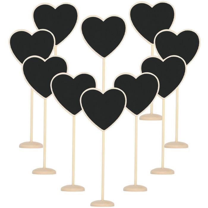 TRIXES 10 Cœurs en Ardoises Personnalisées en Bois Décoratifs Rustiques Placements de Tables pour Mariages et Soirées
