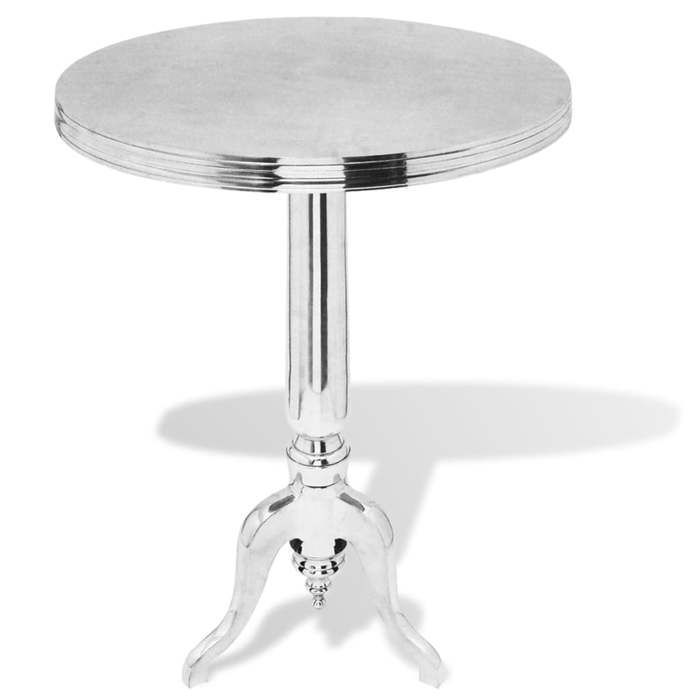 chic table de salon décor - table auxiliaire ronde aluminium argenté fr44257
