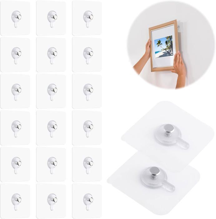 40 Crochets Adhésifs Transparents Pour Cadres Photos Et Posters - Sans Percer, Supporte Jusqu'à 5 Kg