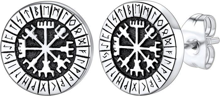 Clou Doreille Vegvisir Acier Inoxydable Boucles D'Oreilles Viking Homme