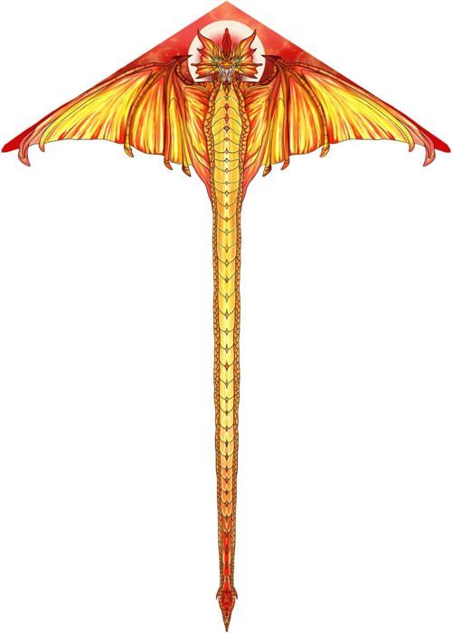 Grand Cerf-Volant Dragon Rouge 170x71cm – Envol Facilité Pour Enfants Et Adultes – Avec Queue Longue 160cm – Parfait Pour Plage, Parc Ou Herbe – Débutants Et Pros
