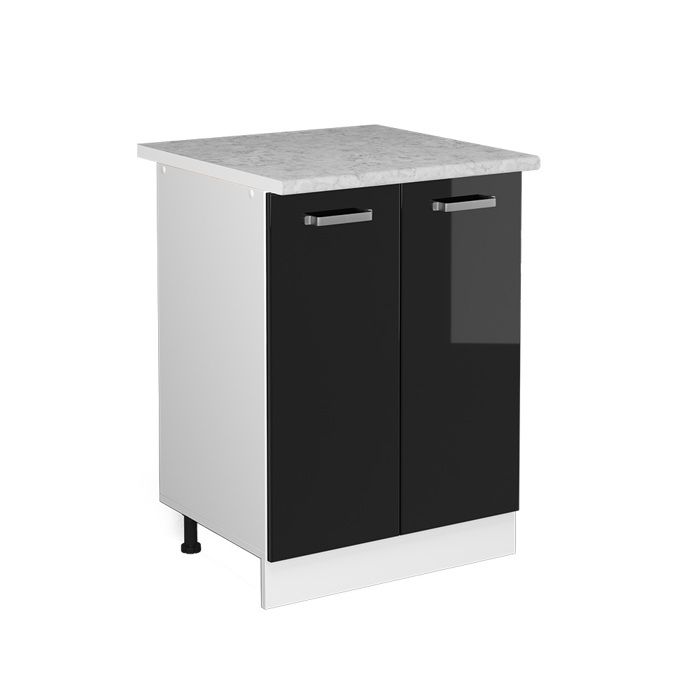 Meuble bas de cuisine R-Line 60cm PT Marbre Noir Haute brillance/Blanc Vicco 41090