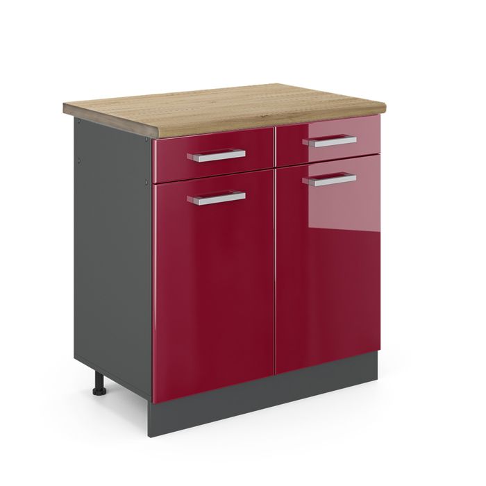 Meuble cuisine R-Line 80cm PT Chêne Rouge brillant/Anthracite Vicco 45941