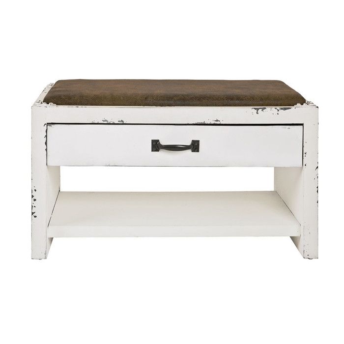 Banc Haku möbel - 17961 - Haku Mobel Etagere a Chaussures Mdf Motif Vintage L 72 X P 40 X H 43 cm