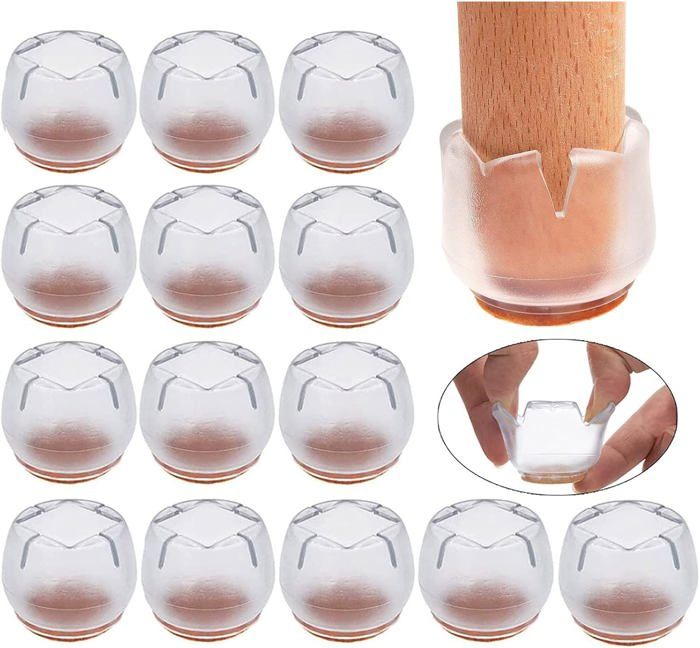 16 Pièces Protection Pied de Chaise 21-25mm Rond Tampon Chaise pour Protéger Le Sol des Rayures et du Bruit