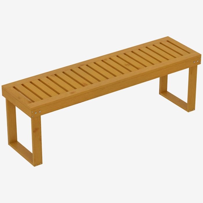 Outsunny Banc De Jardin 2 Places Banc D'extérieur Sans Dossier Assise à Lattes Cadre En Bois