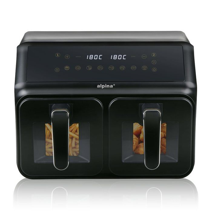 alpina Air Fryer avec Double Compartiment 8L - Airfryer avec Affichage Digital - Friteuse sans Huile - Alpina