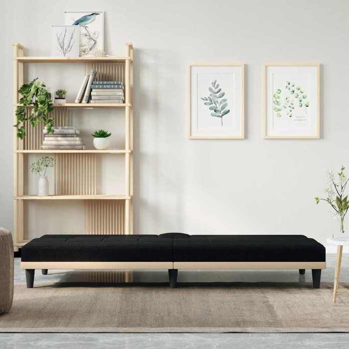 Remise CLIC-CLACCanapé Lit Convertible 2 Places avec porte-gobelets noir tissu JILIMAISON2025 69325505