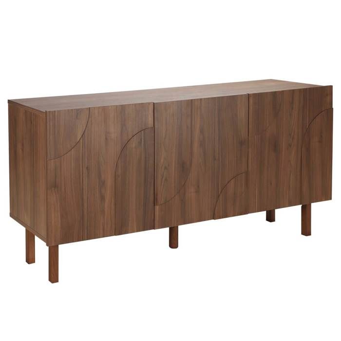 Buffet 3 portes en mélaminé 160 cm effet bois foncé Thea - Oviala