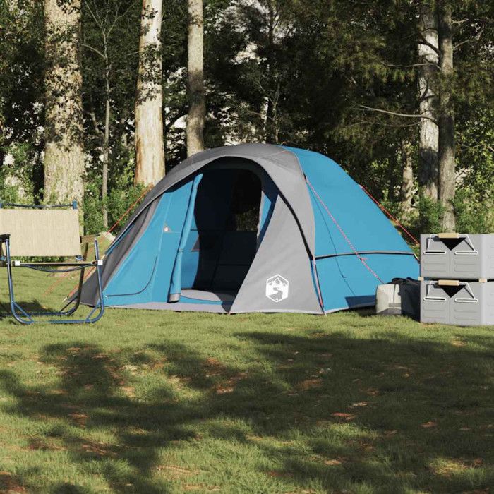 Tente de camping de cabine 4 personnes bleu imperméable
