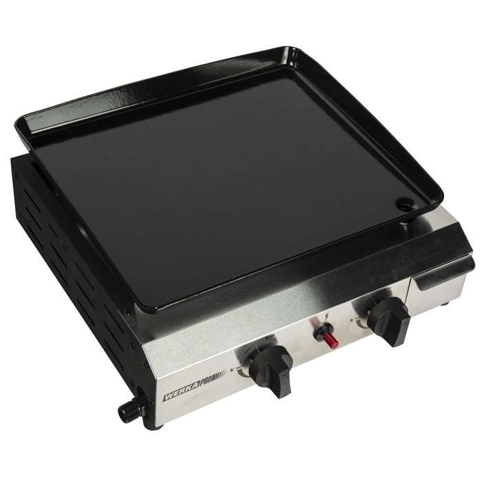 Barbecue Gaz 2 Brûleurs 6000W Avec Plancha - Roues Et Étagères Rabattables - Topwish Extérieur