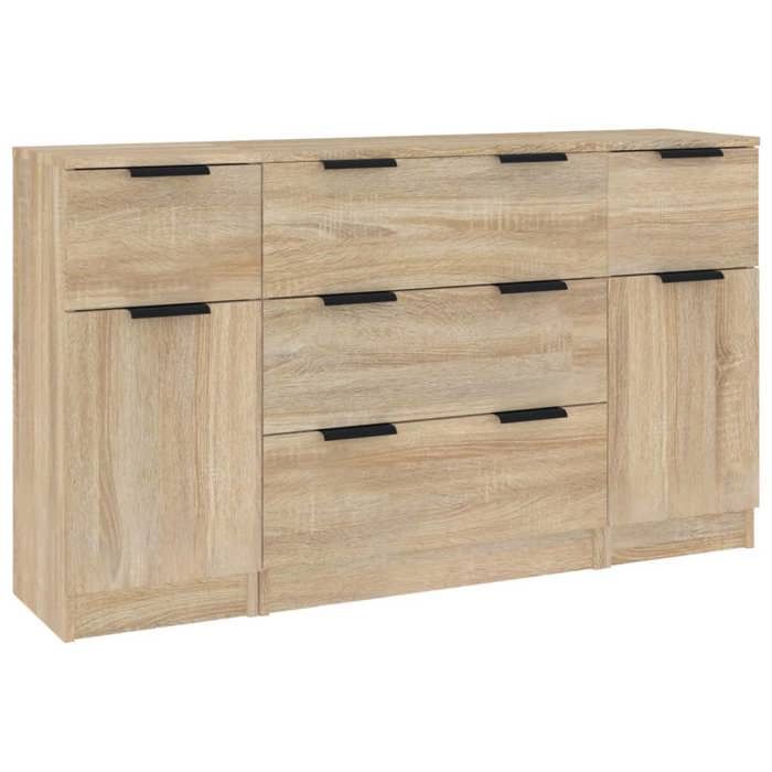 Enfilade/Bahut/Vitrine - Rustique - Ensemble de buffets 3 pcs Chêne sonoma Bois dingénierie @271805
