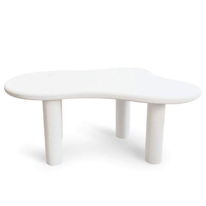MENZZO Table à manger forme nuage asymétrique L180cm VALDO Blanc minéral texturé