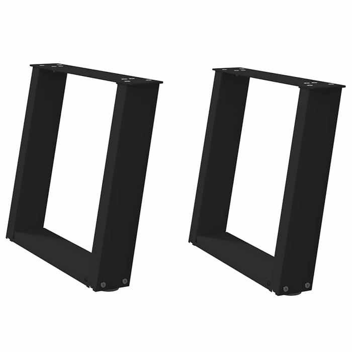 936670& Pieds de table basse - Haut de gamme - en U 2 pièces noir 50 x (42-43) cm acier
