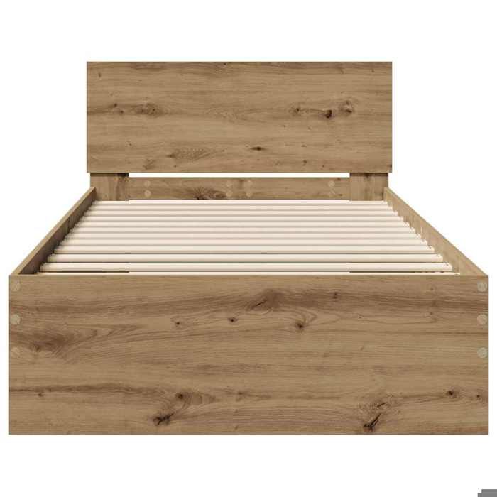 BURKE* Lit simple 90x200cm moderne Structure de lit chêne artisanal Bois dingénierie- LL1479