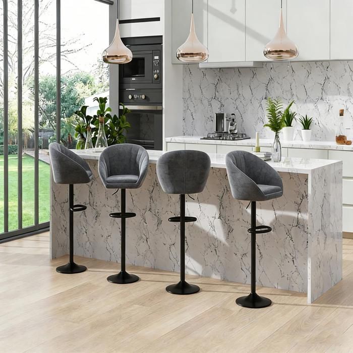 Lot de 4 Tabouret de Bar PIPIPOXER,Chaise de Bar en Velours et Réglable ...