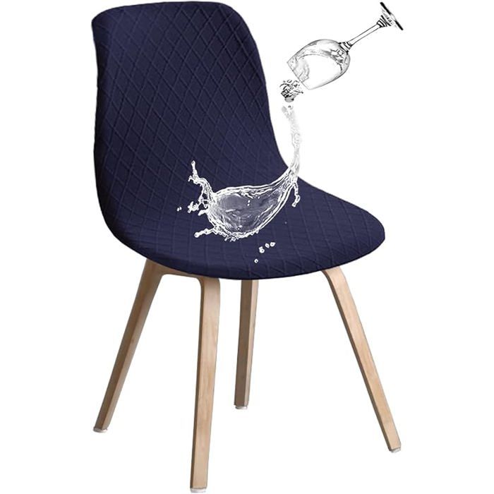6Pcs Housse de Chaise Scandinave XJYDNCG Extensible - Rétro - Bleu Marine