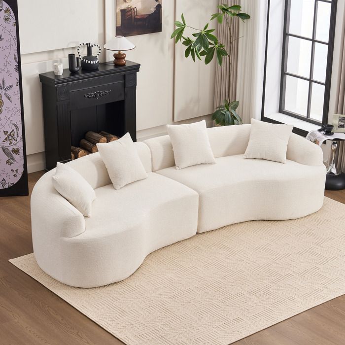 Canapé Modulaire 4 Places en Chenille Canapé Scandinave pour Salon et Chambre 275x115x63 cm Blanc -Sans Montage