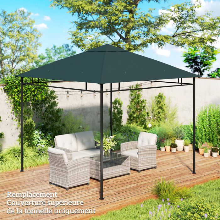 Toile de rechange pour pavillon tonnelle tente toit de remplacement gazebo de jardin tissu polyester haute densité 180 g/m²