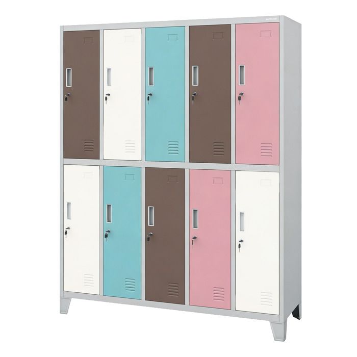 Armoire de sécurité à 10 portes couleur gris pastel : BARTEK 1360 x 1720 x 450 mm
