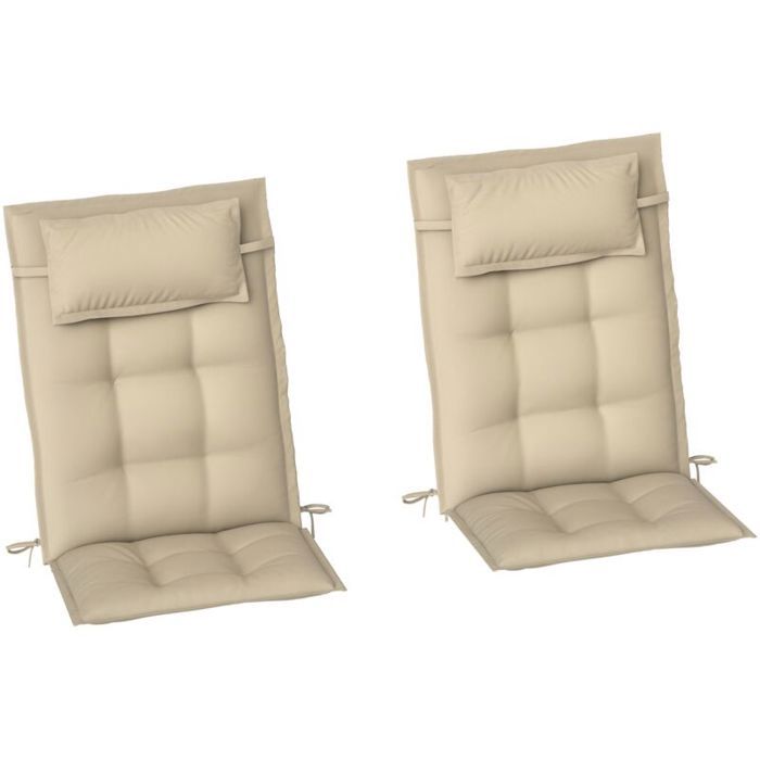 Lot de 2 coussins pour transats déperlants pour transats de jardin 50 x 116 x 5 cm beige