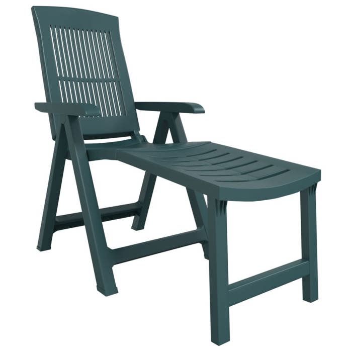 82174& CHIC Chaise longueBains de soleil transat dextérieur vert plastique - 60x114x110 cm
