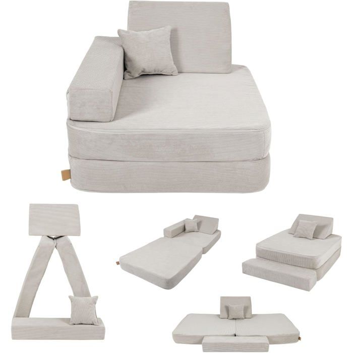 Fauteuil enfant design velours côtelé moderne gris