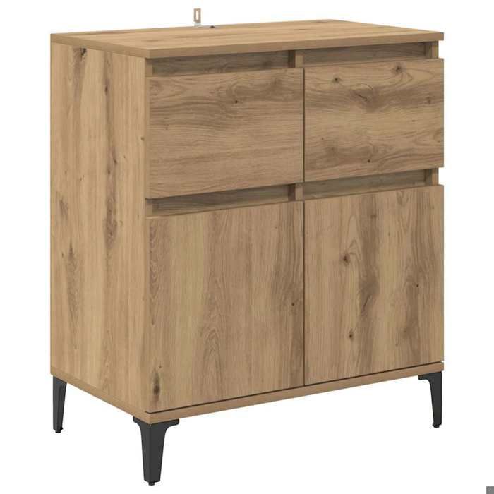 Buffet bas séjour {1 pièce} meuble de rangement design épuré Chêne artisanal 60 x 35 x 70 cm Bois dingénierie et fer nwe97v25