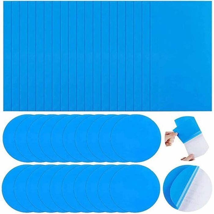 40pcs patchs réparation – PVC auto-adhésif étanche – pour piscine matelas gonflable – Bleu