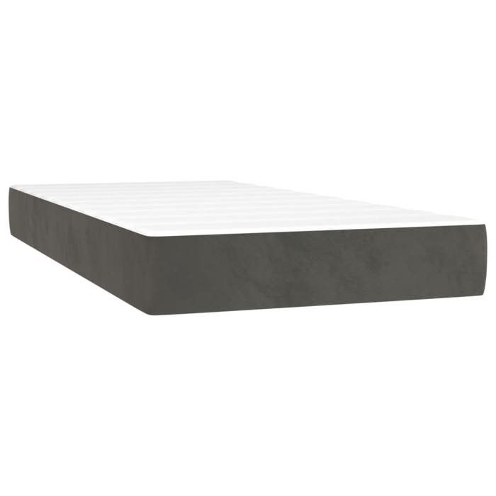 Lit à sommier tapissier et matelas Gris foncé 90x190 cm Velours_2 ans garantie_38048