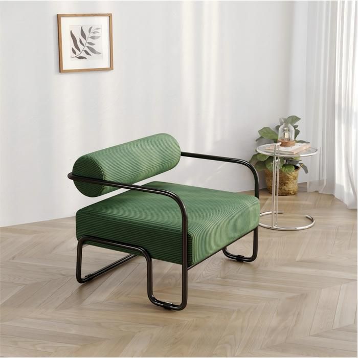 Fauteuil lounge-68.5x73x70.5cm-Vert-avec structure métal -velours