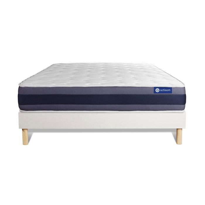 Ensemble Matelas Sommier 120x190 cm - Sommier Blanc (en kit) - Actilatex Morpho
