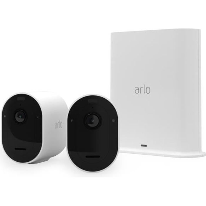 Arlo Pro 3 - Pack de 2 caméras de surveillance Wifi sans fil - Blanc - 2K - Eclairage spotlight intégré - Champ de vision à 160°